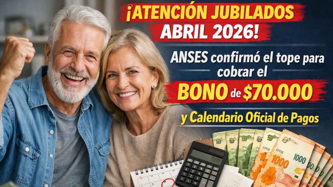 Atención jubilados abril 2026: ANSES confirmó el tope para cobrar el bono de $70.000 y calendario oficial de pagos