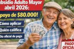 Subsidio Adulto Mayor abril 2026: apoyo de $80.000, cómo aplicar, quién califica y día oficial de pago
