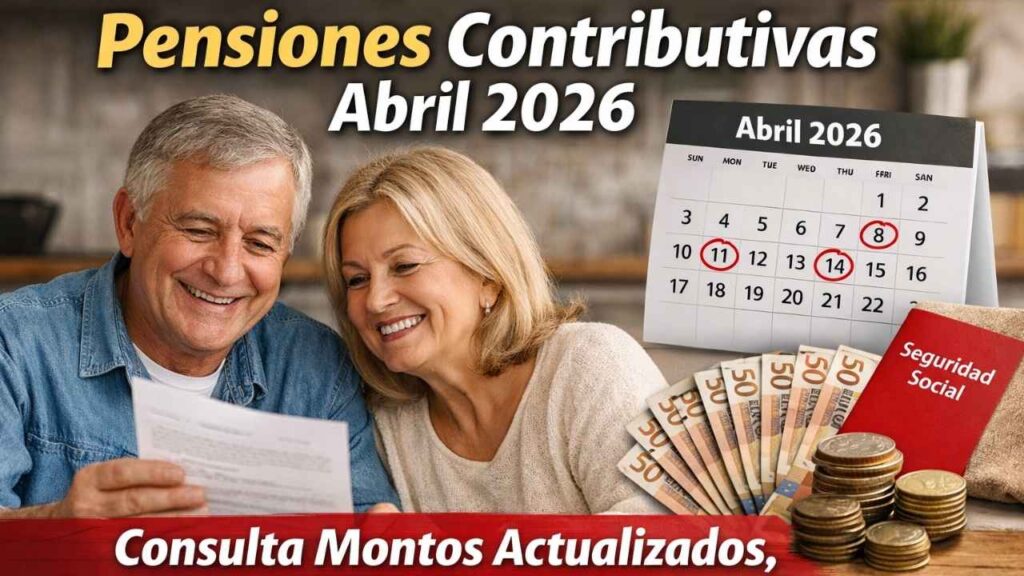 Pensiones contributivas abril 2026: consulta montos actualizados, beneficiarios y calendario oficial de pagos