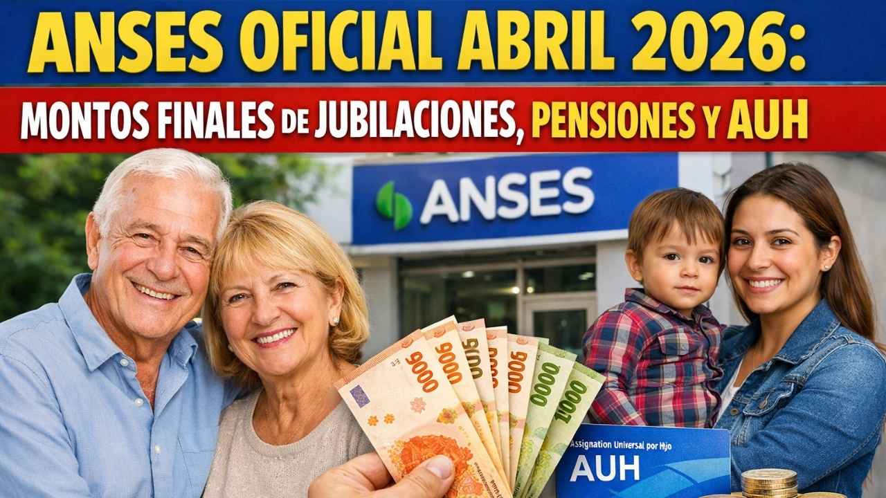 ANSES oficial abril 2026: montos finales de jubilaciones, pensiones y AUH