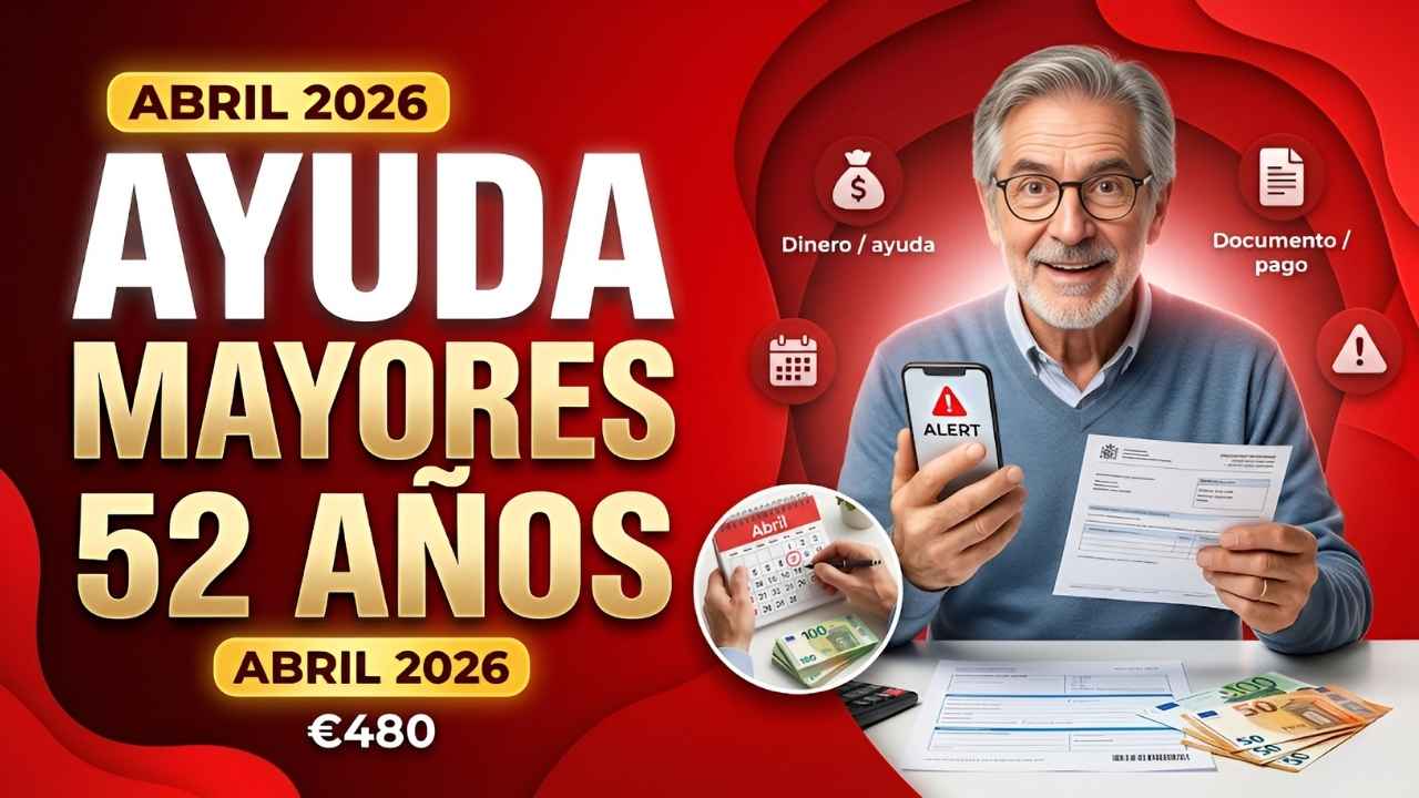 Ayuda mayores 52 años abril 2026 €480 cómo aplicar y cobrar fácilmente