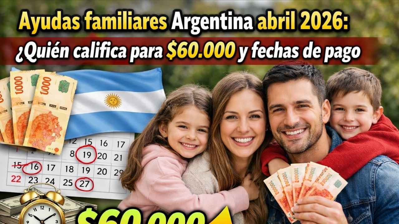 Ayudas familiares Argentina abril 2026: quién califica para $60.000 y fechas de pago