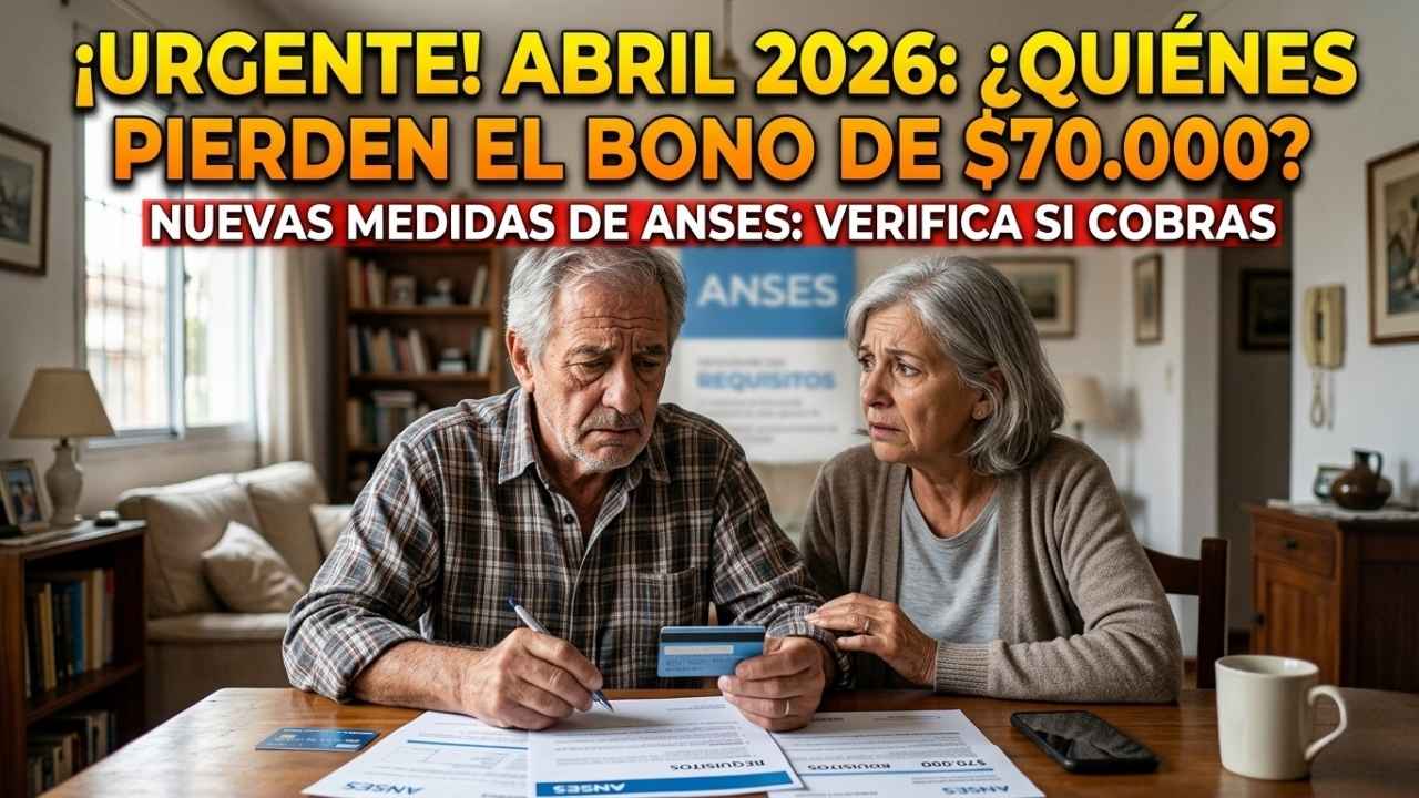 ANSES confirma en abril 2026: jubilados que podrían perder el bono de $70,000