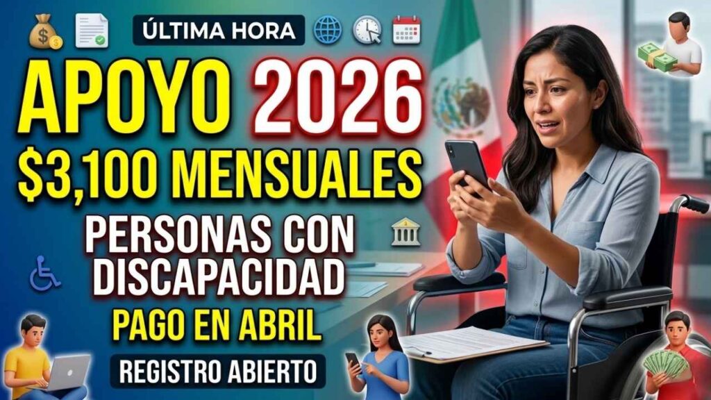 Apoyo económico a personas con discapacidad: $3,100 mensuales, cómo registrarse y cuándo cobrar en marzo
