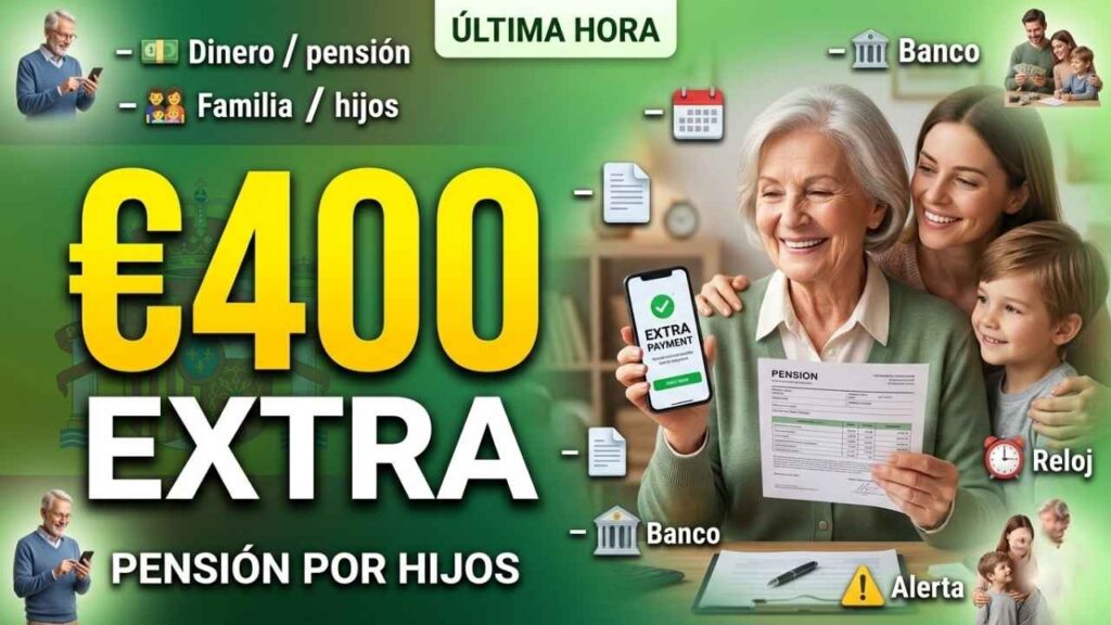 Complemento de pensión por hijos €400 extra, cómo solicitarlo y cuándo se recibe en 2026