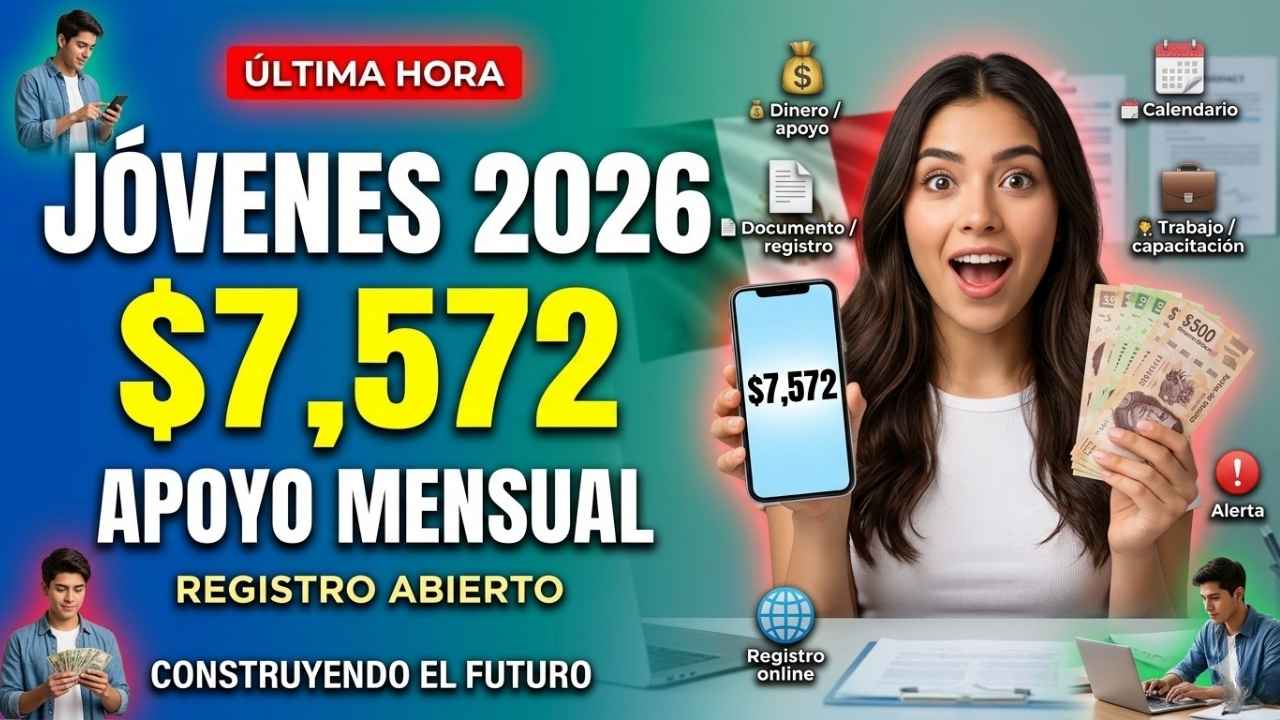 Programa Jóvenes Construyendo el Futuro: $7,572 mensuales, quién aplica y calendario de depósitos 2026