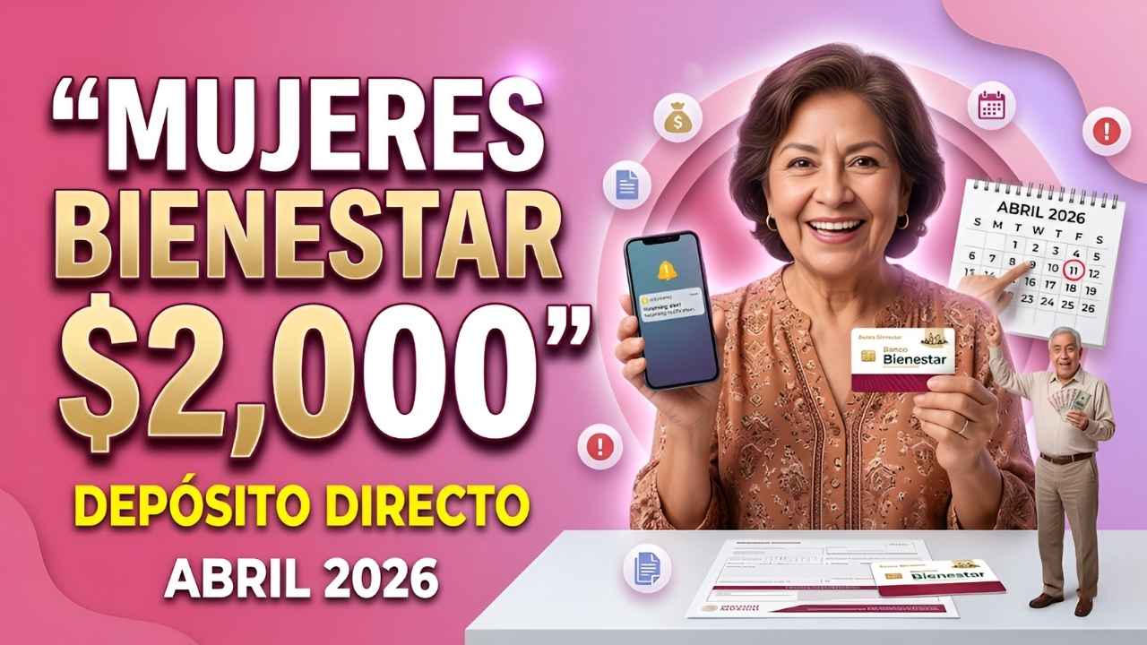 Mujeres Bienestar $2,000 depósito directo abril 2026: cómo registrarse y cobrar fácilmente
