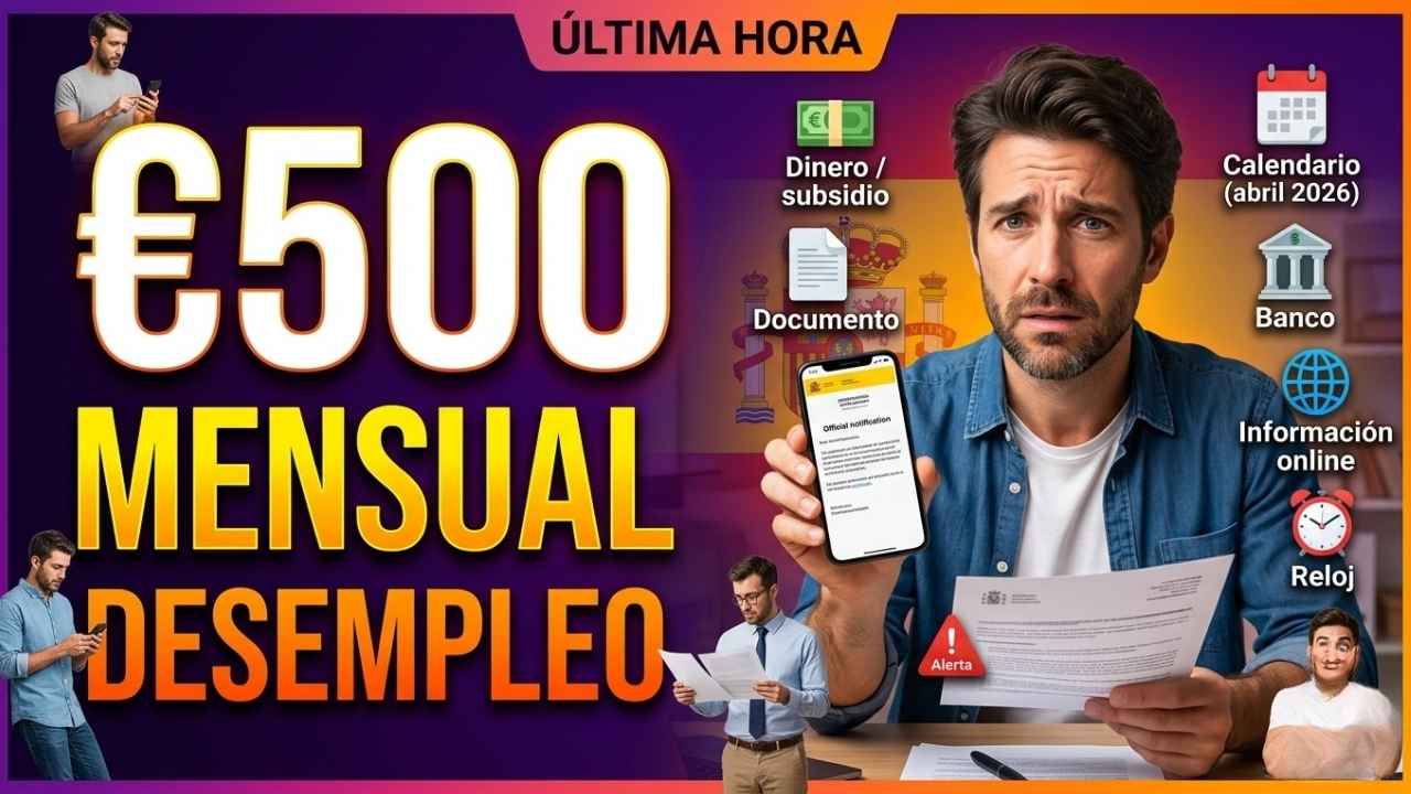Subsidio por desempleo abril 2026 €500 mensuales, quién lo recibe y día de pago oficial